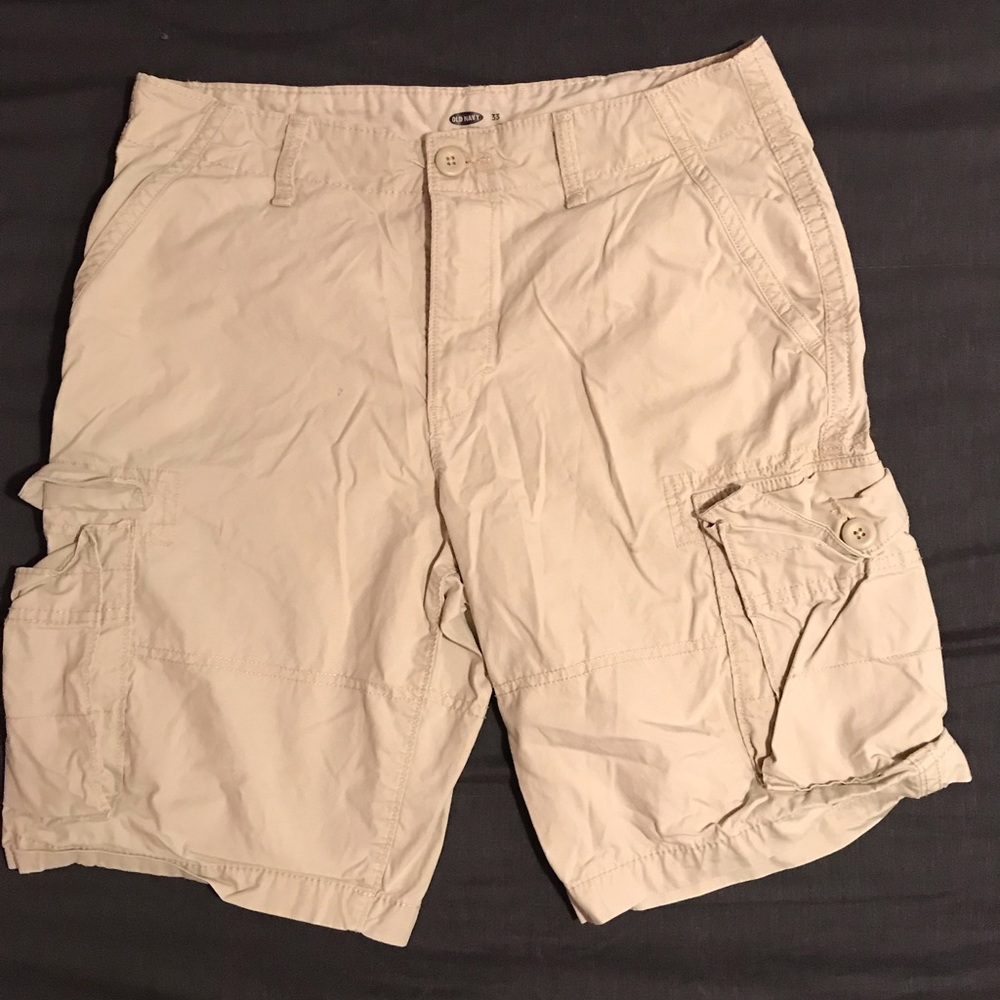 Cream colored cargo shorts